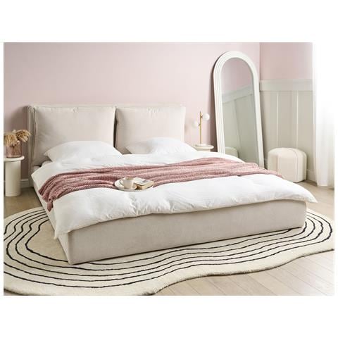 Letto Tessuto Bajonna 180 X 200 Cm Beige Chiaro - Foto 1
