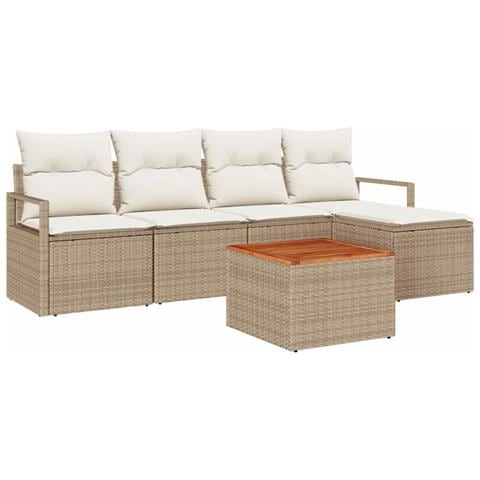 Set Divano da Giardino 6 pcs Beige e bianco - Foto 1