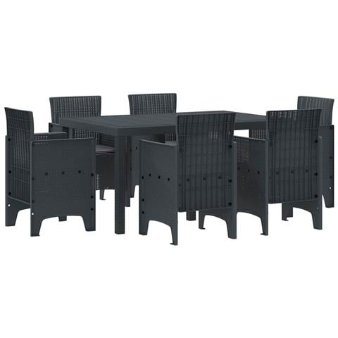Set da Pranzo per Giardino 7 pcs Antracite Rattan Polt - Foto 1