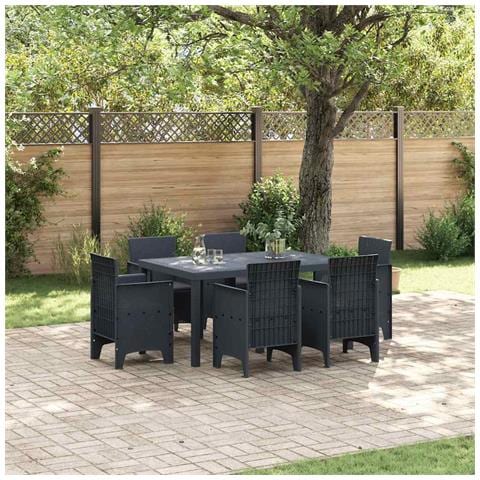 Set da Pranzo per Giardino 7 pcs Antracite Rattan Polt - Foto 2
