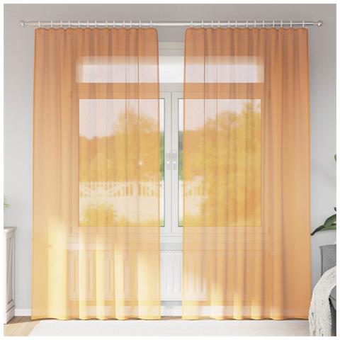 Tende in Voile con Tasche per Aste 2 pz Arancio - Foto 2