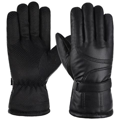 Guanti Termici In Pelle Pu Con Fodera In Pile E Touchscreen Per Ciclismo Invernale - Foto 1