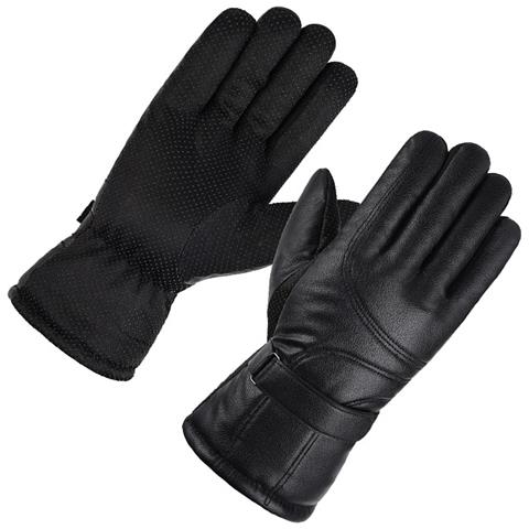 Guanti Termici In Pelle Pu Con Fodera In Pile E Touchscreen Per Ciclismo Invernale - Foto 2