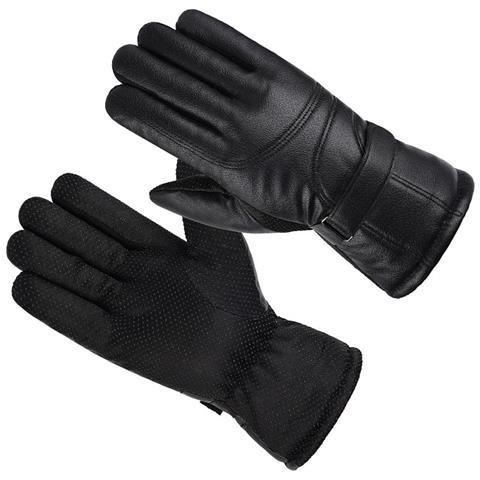 Guanti Termici In Pelle Pu Con Fodera In Pile E Touchscreen Per Ciclismo Invernale - Foto 4