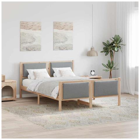 Struttura del letto Grigio chiaro 135 x 190 cm Tessuto - Foto 2
