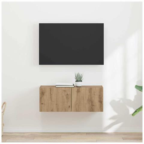 Mobile TV da parete 2 pcs Rovere Artigianale 60 x 31 x 29.5 cm - Foto 2