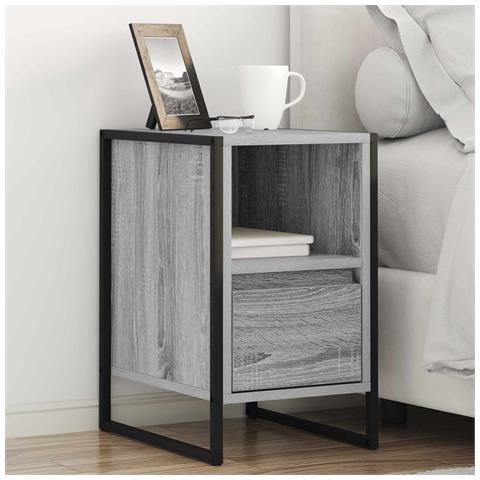 Comodino Grigio Sonoma 39,5 x 30 x 50 cm Legno multistrato - Foto 2