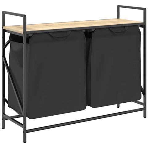 Cesto della Biancheria 2 Scomparti con Ripiano Rovere Sonoma - Foto 1