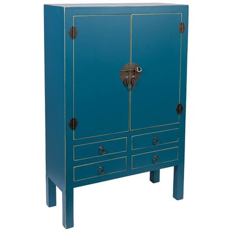 Armadio In Legno Con 4 Cassetti E 2 Porta 63x26x100 - Foto 1