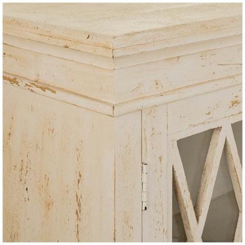 Mobile Da Ingresso In Legno E Vetro Bianco Lavorato A Mano 90x40x100h - Foto 8