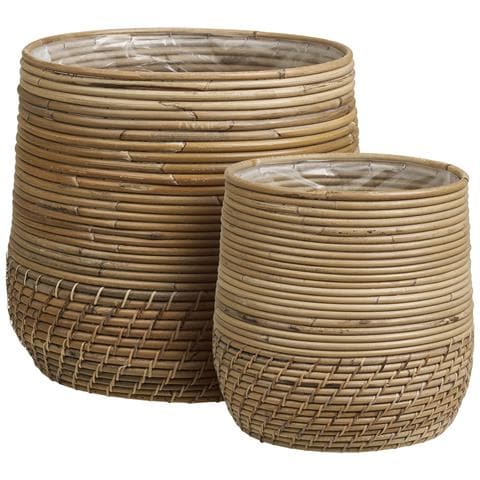 Moro - Set 2 Cesti In Rattan Kubu Naturale (piccolo E Grande) - Foto 1