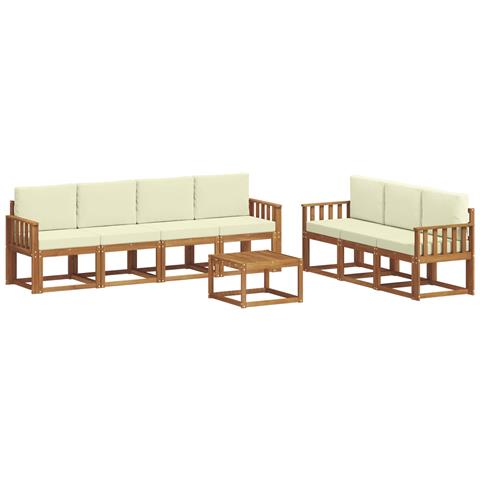 Set di divani da esterno con cuscino 8 pcs Naturale e Crema - Foto 1