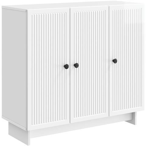 Credenza Bianco Lucido 89 x 34,5 x 80 cm Legno ingegnerizzato - Foto 1