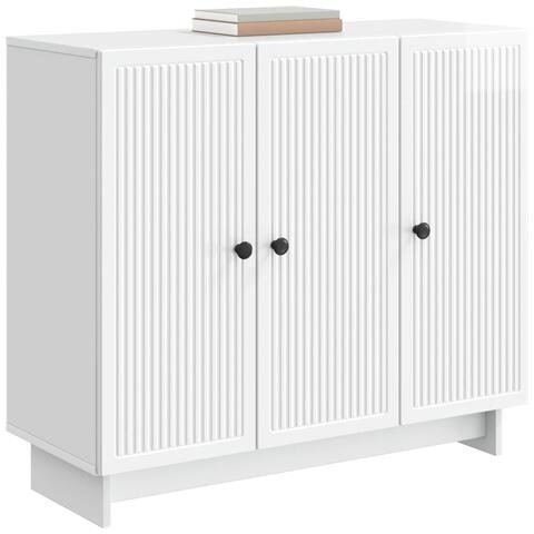 Credenza Bianco Lucido 89 x 34,5 x 80 cm Legno ingegnerizzato - Foto 2