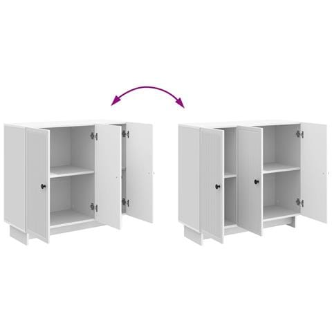 Credenza Bianco Lucido 89 x 34,5 x 80 cm Legno ingegnerizzato - Foto 9