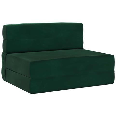 Divano Letto Pieghevole Verde Scuro 70 x 80 x 60 cm Tessuto - Foto 1