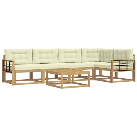 Set di divani da esterno 6 pcs Bianco e Crema 79 x 79 x 37 cm - Foto 1
