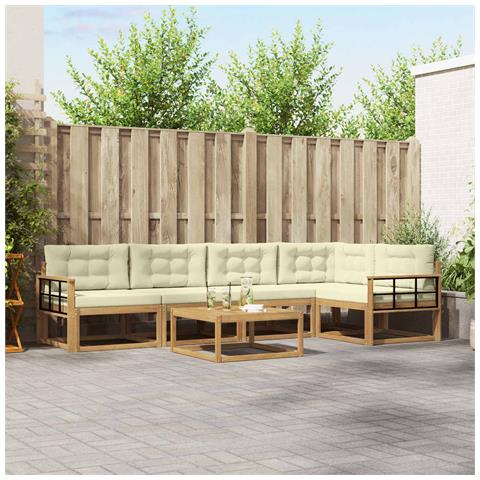 Set di divani da esterno 6 pcs Bianco e Crema 79 x 79 x 37 cm - Foto 2