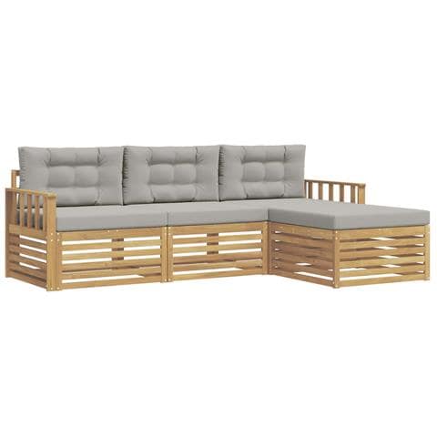 Set di divani da esterno 4 pcs Bianco e Grigio Chiaro - Foto 1