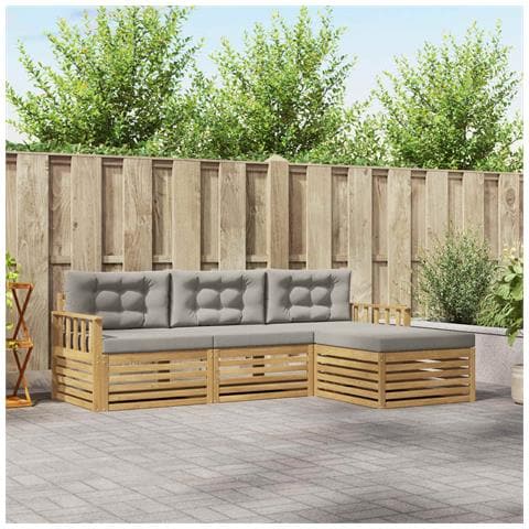 Set di divani da esterno 4 pcs Bianco e Grigio Chiaro - Foto 2