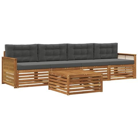 Set di divani da esterno con cuscino 5 pcs Naturale e Antracite - Foto 1
