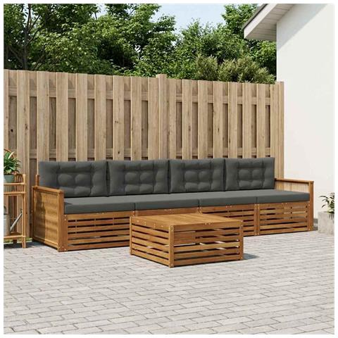 Set di divani da esterno con cuscino 5 pcs Naturale e Antracite - Foto 2