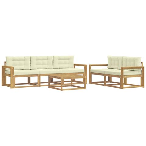 Set di divani da esterno con cuscino 6 pcs Bianco e Crema - Foto 1