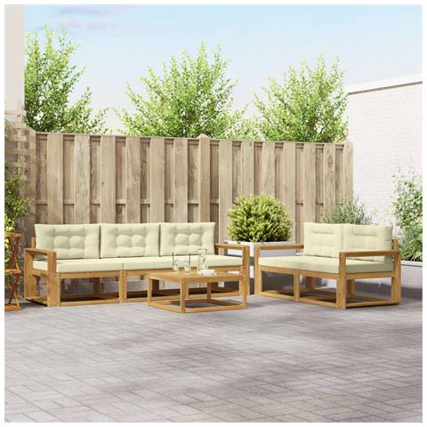 Set di divani da esterno con cuscino 6 pcs Bianco e Crema - Foto 2