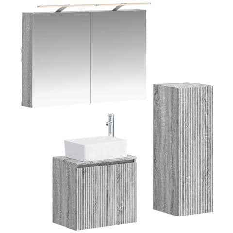 Set di mobili per il bagno 4 pcs Sonoma grigio - Foto 1
