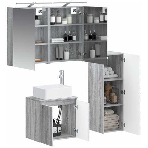 Set di mobili per il bagno 4 pcs Sonoma grigio - Foto 2