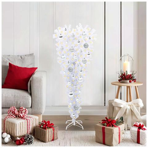 Albero di Natale artificiale Bianco 120 cm PVC e Acciaio - Foto 2