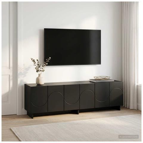 Supporto TV 140 x 34.5 x 40 cm Nero Legno ingegnerizzato - Foto 2