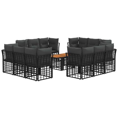 Set Divano da Giardino 13 pz Nero e Grigio scuro polyrattan - Foto 1