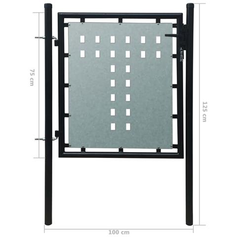 Cancello Cancelletto Per Recinzione Singolo Nero 100 X 125 Cm - Foto 2