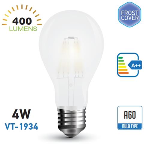 Lampadine Led E27 4w A60 Filamento Smd Bulbo Frost Luce Naturale 4500k Vt-1934 4487 - Foto 1