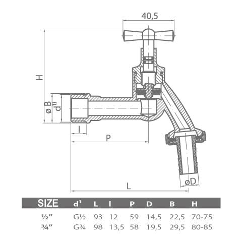 12 Inch Bsp Rubinetto Giardino Lucidato Ottonecromato Valvola - Foto 2
