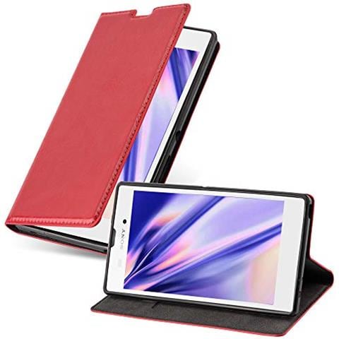 Custodia Compatibile Con Sony Xperia T3 In Rosso Mela - Coperchio Protettiva Con Chiusura Magnetica, Funzione Stand E Tasca Per Le Carte - Foto 1