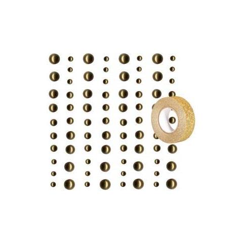 80 Perline Adesive Dorate + Washi Tape Dorato 5 M - Foto 1
