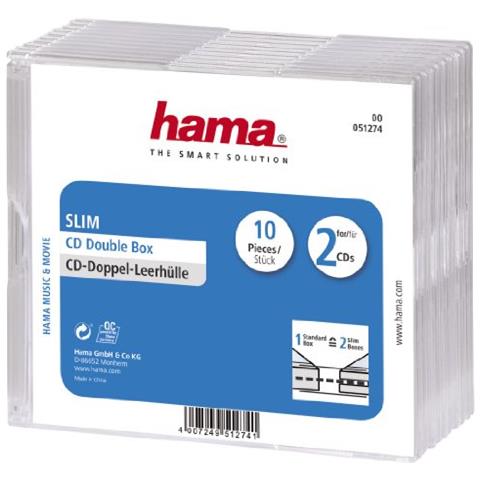 CD Slim Double Jewel Case, pack 10 2dischi Trasparente - Foto 1
