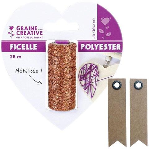 Bobina Di Filo Metallico Ramato 25 M - Stringart + 20 Etichette Kraft Con Gagliardetto - Foto 1