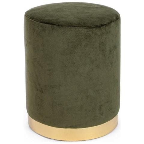 Pouf Verde Effetto Velluto Con Fascia Oro Cm 35 X 40 H - Foto 1