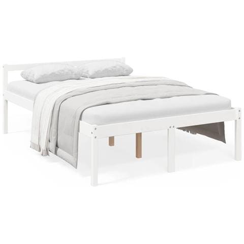 Letto per Anziani Bianco 120x190 cm Small Double Legno di Pino - Foto 1