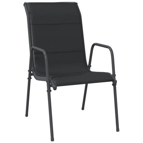 Set Da Pranzo Da Giardino 7 Pz Nero In Acciaio E Textilene - Foto 6