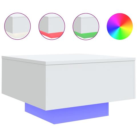 Tavolino Da Soggiorno Con Luci Led Bianco 55x55x31 Cm - Foto 2