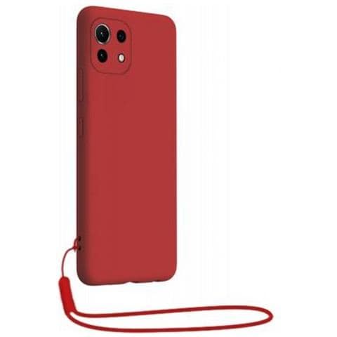 Cover In Silicone Per Xiaomi Mi 11 5g Con Cinturino Da Polso Abbinato, Rosso - Foto 1