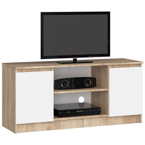 Mobiletto TV, 2 ante, 120x40x55 cm, Colore Sonoma Quercia e Bianco - Foto 1