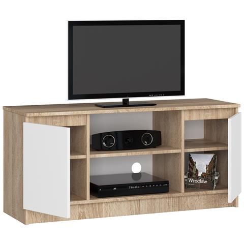 Mobiletto TV, 2 ante, 120x40x55 cm, Colore Sonoma Quercia e Bianco - Foto 2