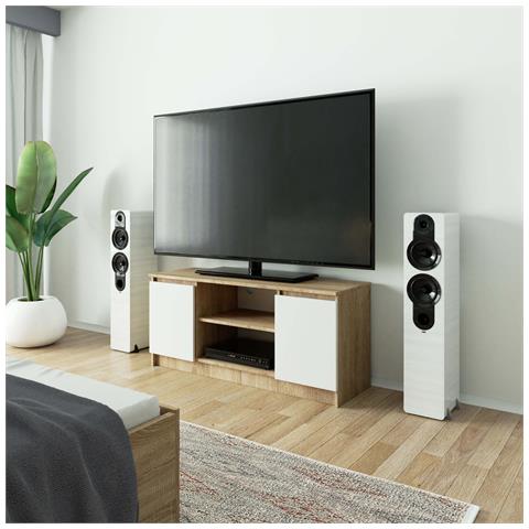 Mobiletto TV, 2 ante, 120x40x55 cm, Colore Sonoma Quercia e Bianco - Foto 7