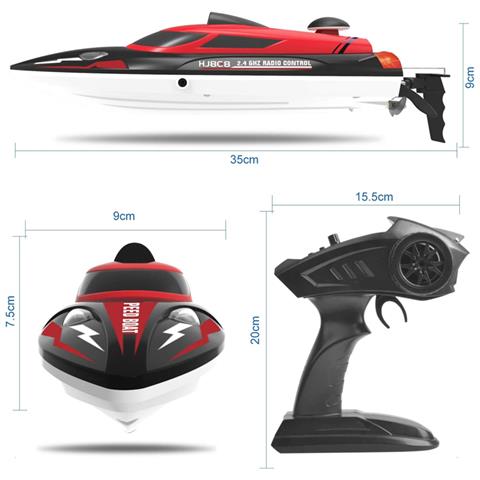 Barca Telecomandata 2.4ghz 25km /h - Modello Speedboat, Nero / Rosso - Foto 3