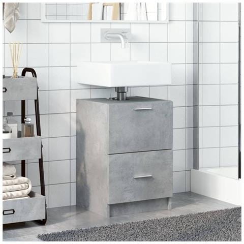 Mobile Lavabo Grigio Cemento 80x33x60 Cm In Legno Multistrato - Foto 3